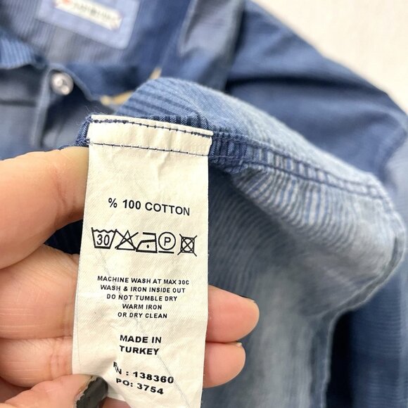 32 Bar Blues Stripe Long Sleeve Button Down Shirt Blue Western size 2XL - Picture 5 of 5